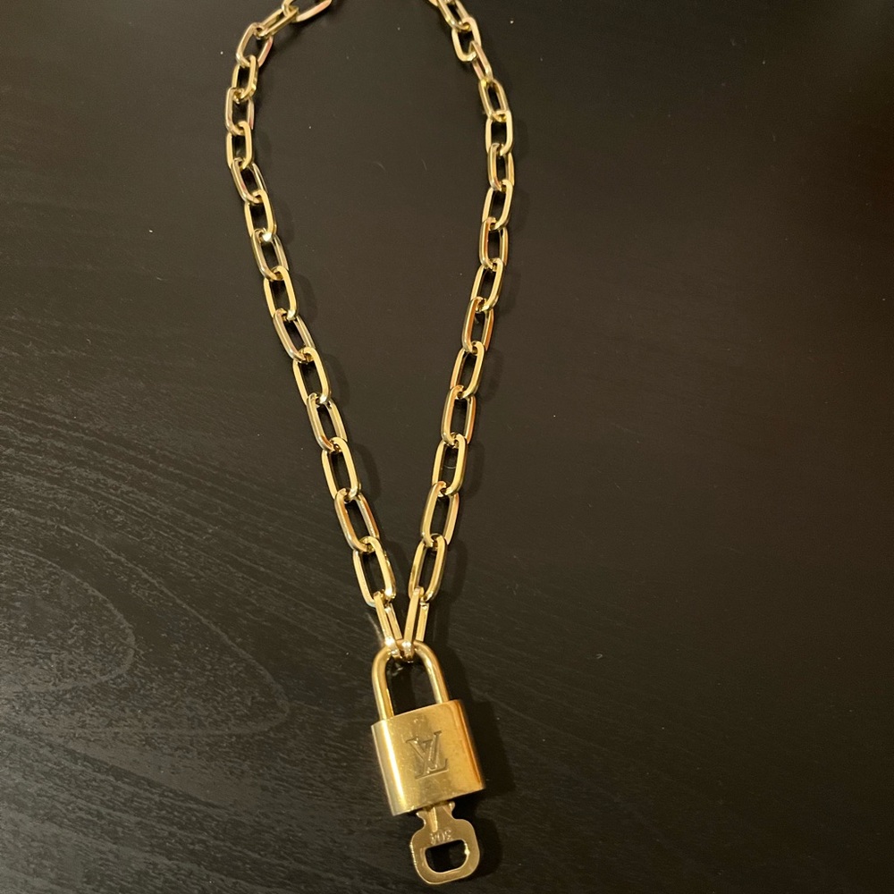 Louis Vuitton Gold Padlock Chain Necklace